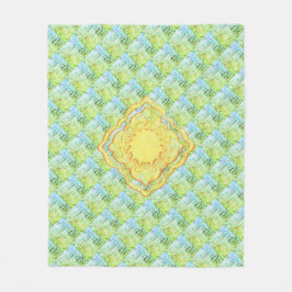 Pastel Groenen en gouden medaillons Abstracte kuns Fleece Deken