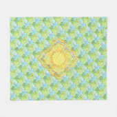 Pastel Groenen en gouden medaillons Abstracte kuns Fleece Deken (Voorkant (Horizontaal))