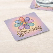 Pastel Groovy Flower Lavendel Onderzetter Set (Schuin)