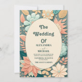 Pastel Groovy moderne madeliefje bloemenbruiloft Kaart (Voorkant)