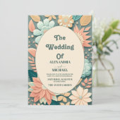 Pastel Groovy moderne madeliefje bloemenbruiloft Kaart (Staand voorkant)