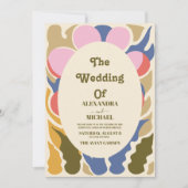 Pastel Groovy moderne madeliefje bloemenbruiloft Kaart (Voorkant)