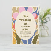 Pastel Groovy moderne madeliefje bloemenbruiloft Kaart (Staand voorkant)