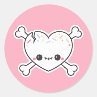 Pastel Grunge Cute Heart Skull Ronde Sticker
