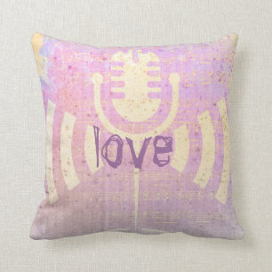 Pastel Grunge Love Music Pink Yellow Cushion Kussen