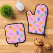Pastel Gummibeer Esthetische Ovenwant Set (Top down)