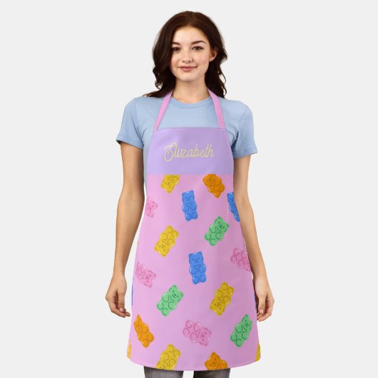 Pastel Gummy Bear Aesthetic Personalized Apron Schort (Gedragen)