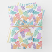 Pastel Gummy Beren Party Wrapping Paper (In situ)