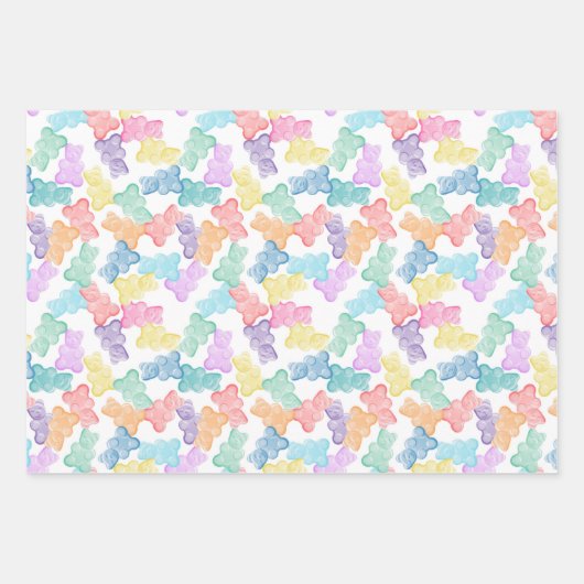 Pastel Gummy Beren Party Wrapping Paper (Voorkant)