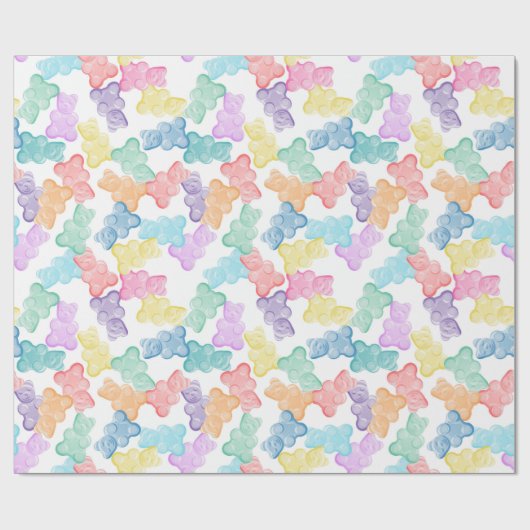 Pastel Gummy Beren Party Wrapping Paper Cadeaupapier (Vlak)