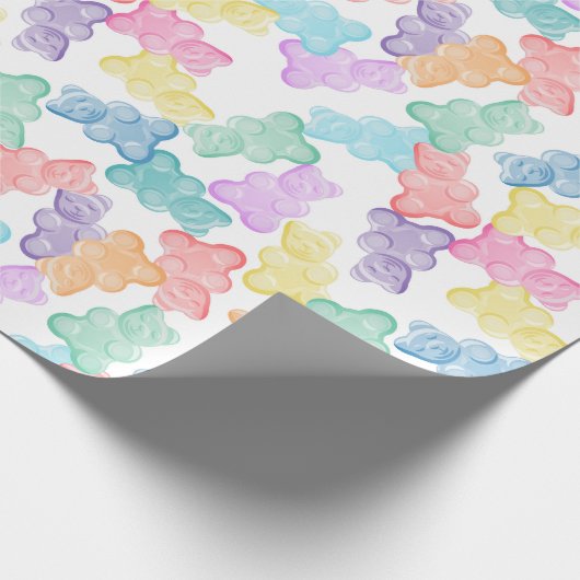 Pastel Gummy Beren Party Wrapping Paper Cadeaupapier (Hoek)
