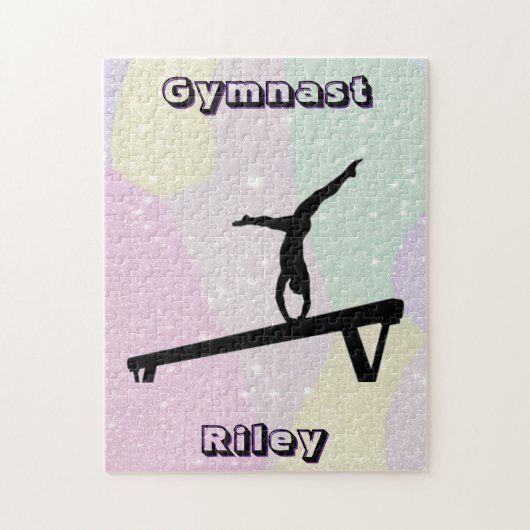 Pastel Gymnast Balansbalk Silhouet Legpuzzel (Verticaal)