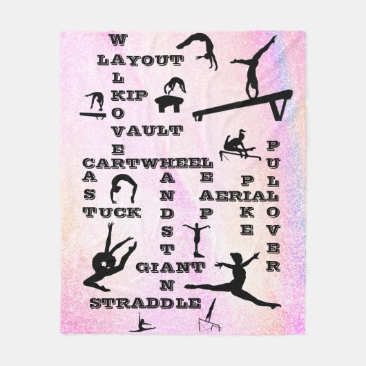 Pastel Gymnastics Skills Crosswords Blanket Fleece Deken (Voorkant)