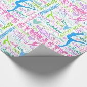 Pastel Gymnastics Words Typografie Cadeaupapier (Hoek)
