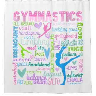 Pastel Gymnastics Words Typografie Douchegordijn