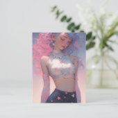 Pastel Haired Vrouw Briefkaart (Staand voorkant)