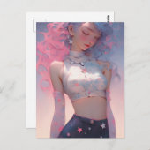 Pastel Haired Vrouw Briefkaart (Voorkant / Achterkant)