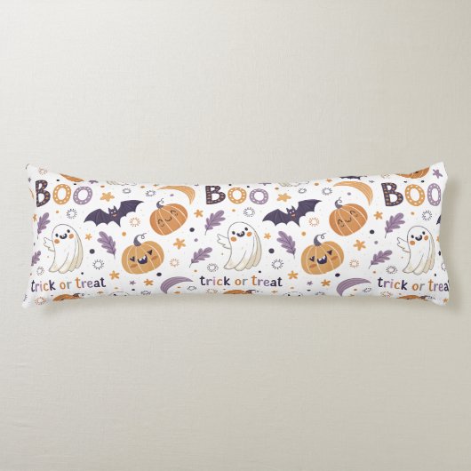 Pastel Halloween Body Pillow – Ghost & Pumpkin Boo Lichaamskussen (Voorkant)