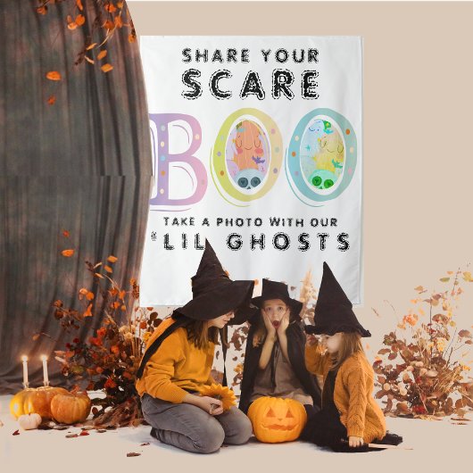 Pastel Halloween Decor Ghost Photo Booth Achtergro Wandkleed