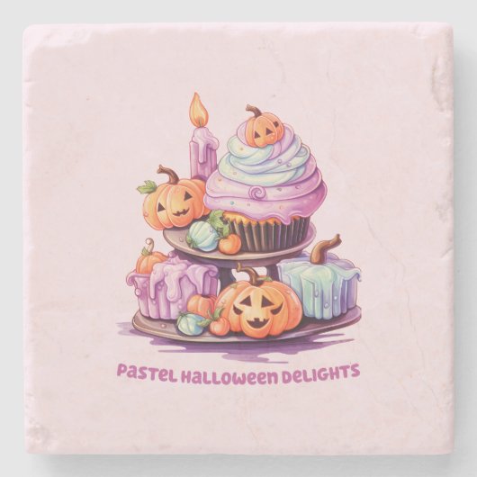 Pastel Halloween Delights Stenen Onderzetter (Voorkant)