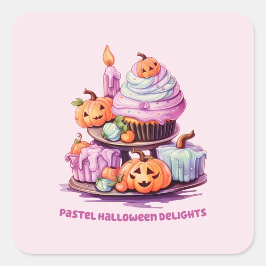 Pastel Halloween Delights Vierkante Sticker (Voorkant)