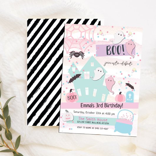 Pastel Halloween-feest uitnodiging voor kinderverj
