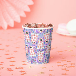 Pastel Halloween Floral Ghosts Papieren Bekers