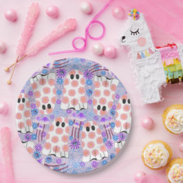 Pastel Halloween Floral Ghosts Papieren Bordje