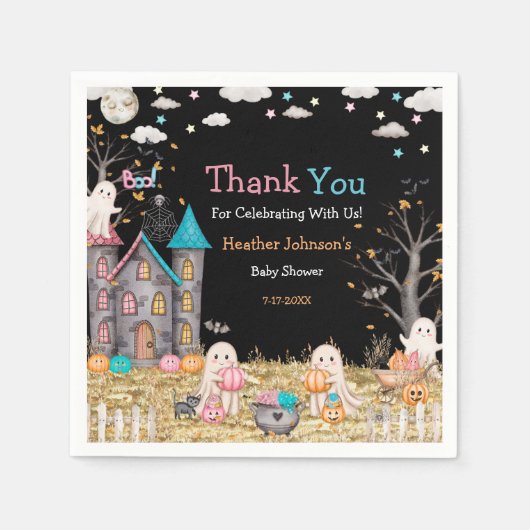 Pastel Halloween Gender Reveal Baby shower Servet (Voorkant)