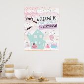 Pastel Halloween Ghost Birthday Welcome Sign. Poster (Keuken)