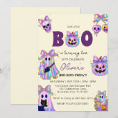 Pastel Halloween Girl Verjaardag Uitnodiging, Spoo Kaart (Voorkant / Achterkant)