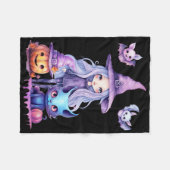 Pastel Halloween Heks Kat Pompoen Pastelcore Fleece Deken (Voorkant (Horizontaal))