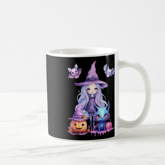 Pastel Halloween Heks Kat Pompoen Pastelcore Koffiemok (Rechts)