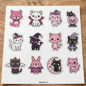Pastel Halloween Kat En Dier Stickers