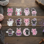 Pastel Halloween Kat En Dier Stickers