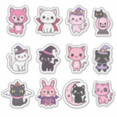 Pastel Halloween Kat En Dier Stickers (Voorkant)