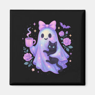 Pastel Halloween Kat Koffie Coquette Bow Soky Ghos Magneet