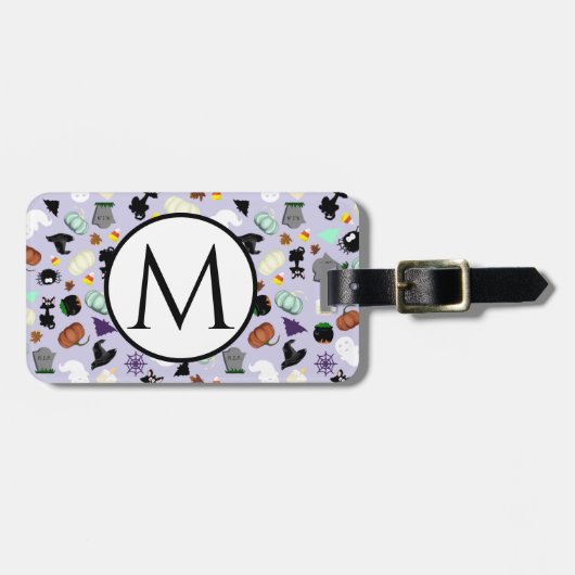Pastel Halloween Monogrammed Bagagelabel (Voorkant horizontaal)