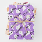 Pastel Halloween Naam van het kind Geesten Pompoen Inpakpapier Vel (In situ)