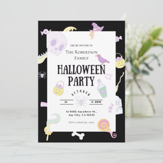  Pastel Halloween Party Kaart (Staand voorkant)