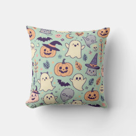 Pastel Halloween Patroon Ghost Pumpkin Bats Witch Kussen