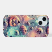 Pastel Halloween pompoenen, drankjes en schedels i iPhone 15 Case (Achterkant horizontaal)