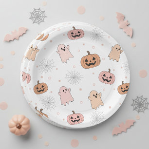 Pastel Halloween Pompoenen Geesten Patroon ID1326 Papieren Bordje