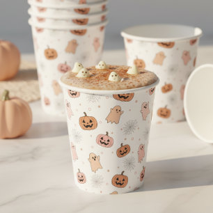 Pastel Halloween Pompoenen Spoken Patroon ID1326 Papieren Bekers