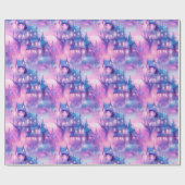 Pastel Halloween Purples en Pinks Spooky House Cadeaupapier (Vlak)