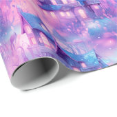 Pastel Halloween Purples en Pinks Spooky House Cadeaupapier (Rol Hoek)