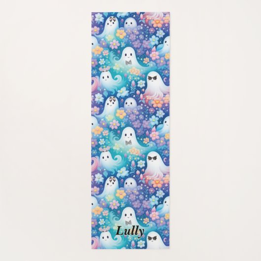 Pastel Halloween Schattige Spook Retro Bloemen Mei Yogamat (Achterkant)