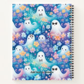 Pastel Halloween Schattigee Ghost Retro Floral Notitieboek (Achterkant)
