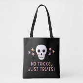 Pastel Halloween schedel Geen trucs Alleen traktat Tote Bag (Voorkant)