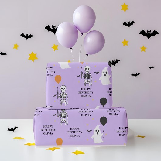 Pastel Halloween Verjaardag Cadeaupapier